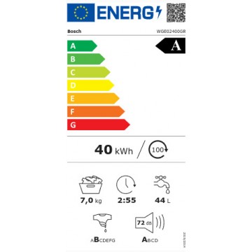 Bosch Πλυντήριο Ρούχων 7kg 1400 Στροφών WGE02400GR